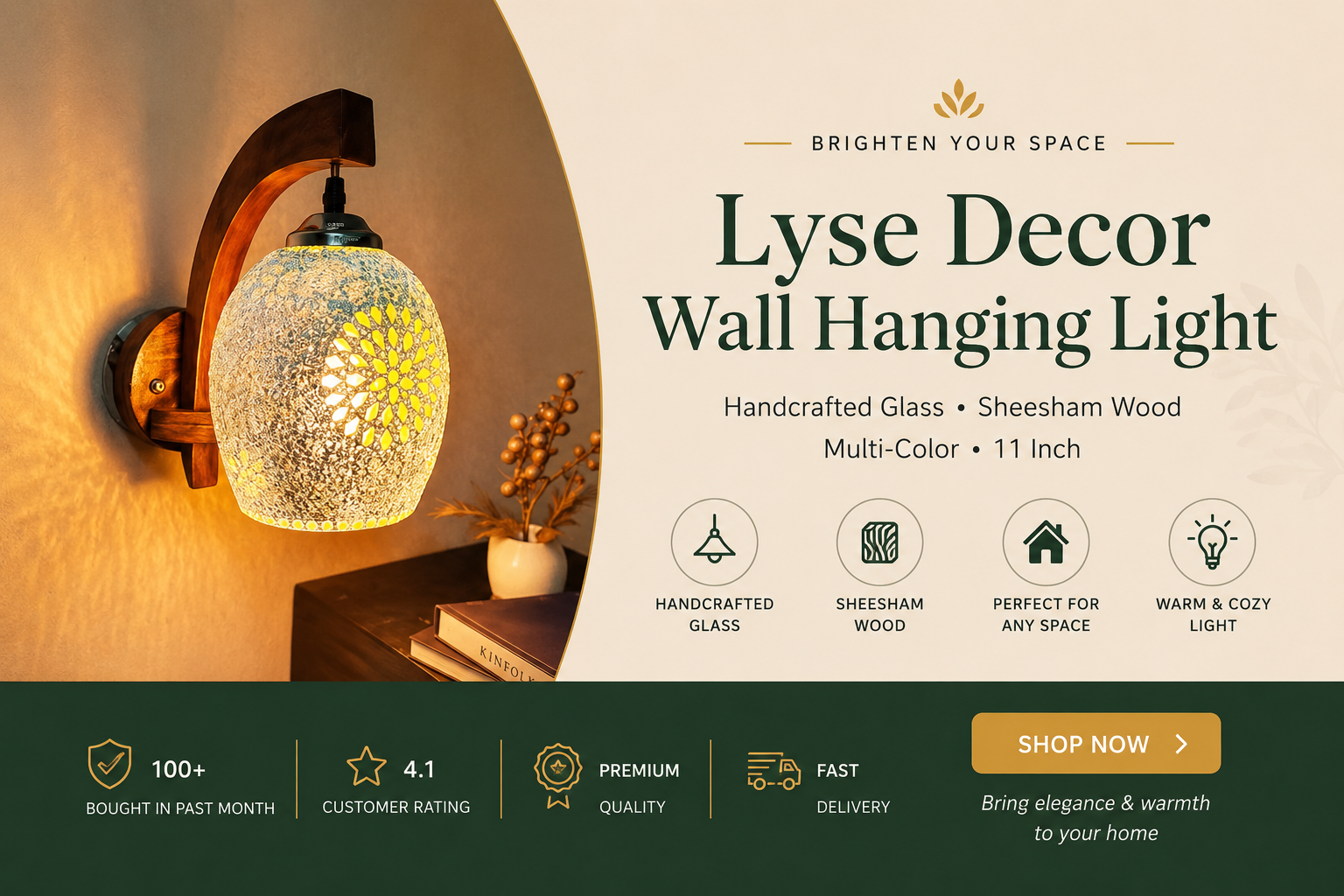 Elegant Handcrafted Wall Hanging Light for a Warm & Stylish Home