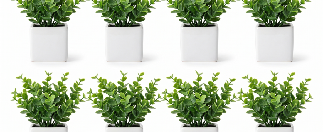 Best Artificial Potted Plants for Home & Office Decor (Set of 8) – Faux Eucalyptus Houseplants