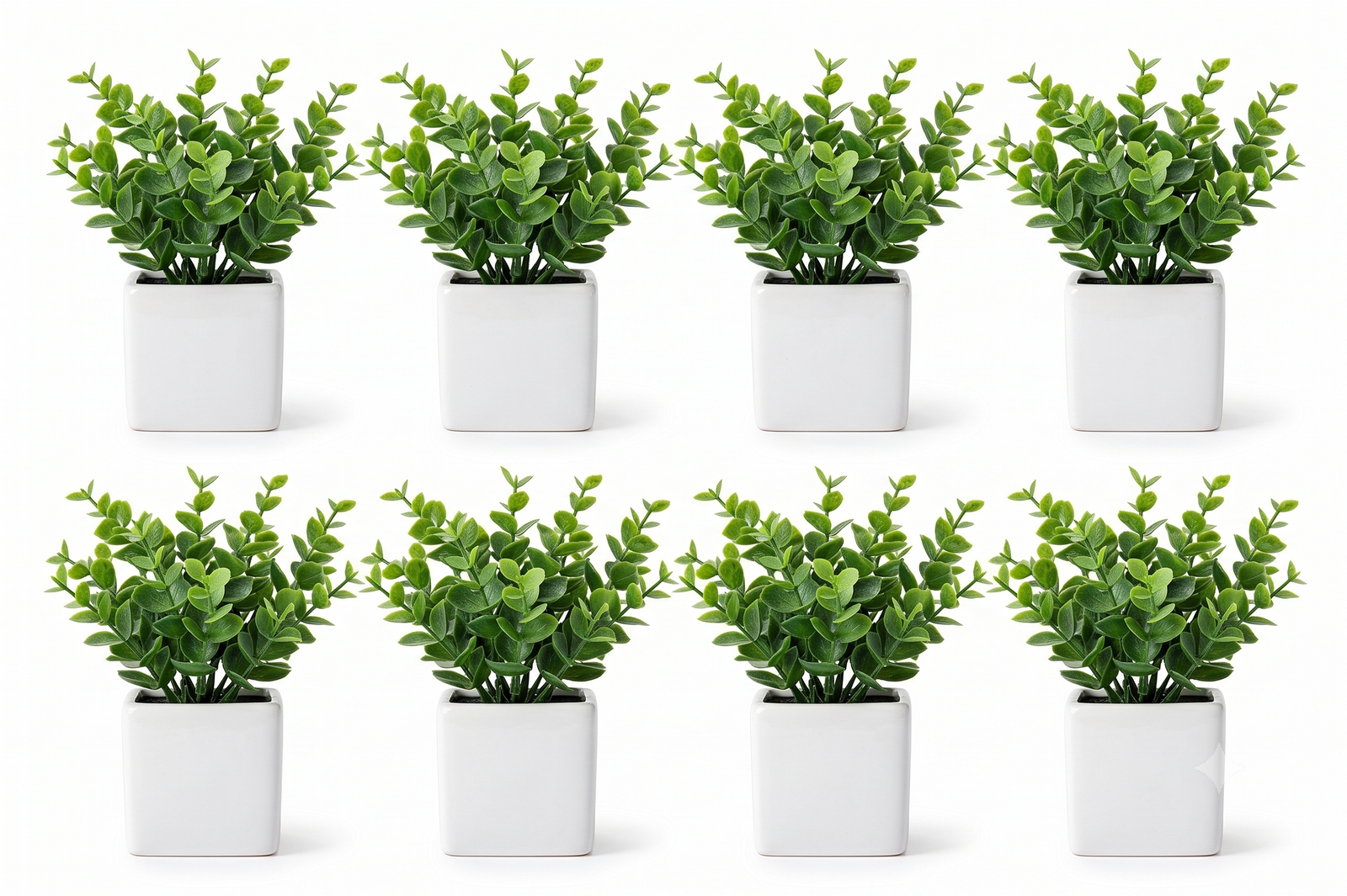 Best Artificial Potted Plants for Home & Office Decor (Set of 8) – Faux Eucalyptus Houseplants