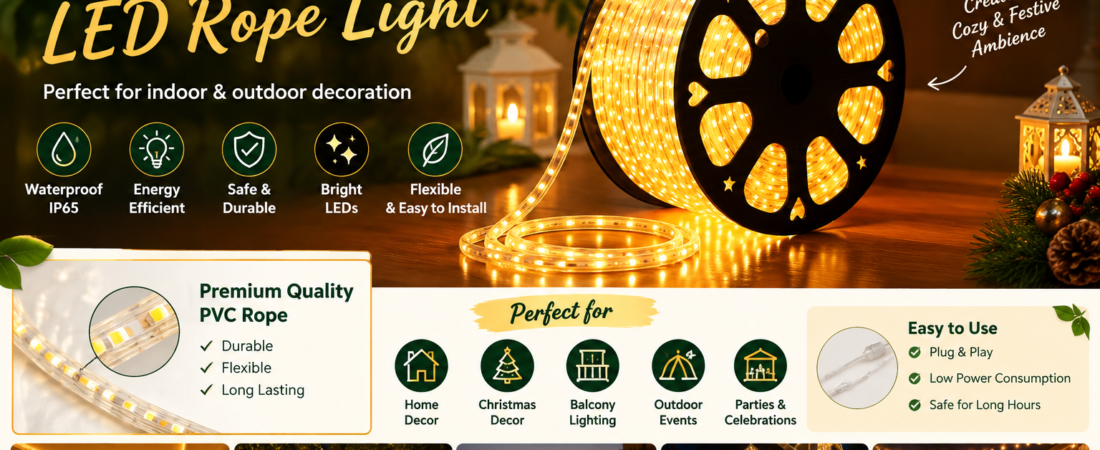 Warm White LED Rope Light – Bright & Elegant Decorative Lighting