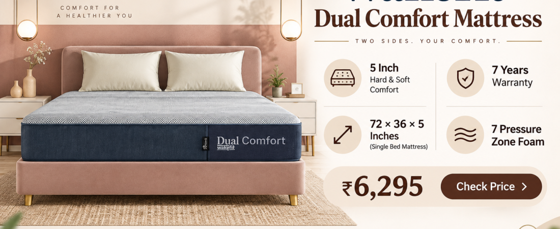 Wakefit Dual Comfort Mattress 5 Inch | Hard & Soft Comfort | 7 Years Warranty | 72×36×5 Inches